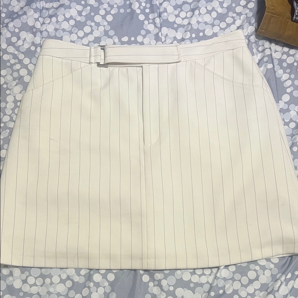 Club Monaco White Pinstripe Mini Skirt